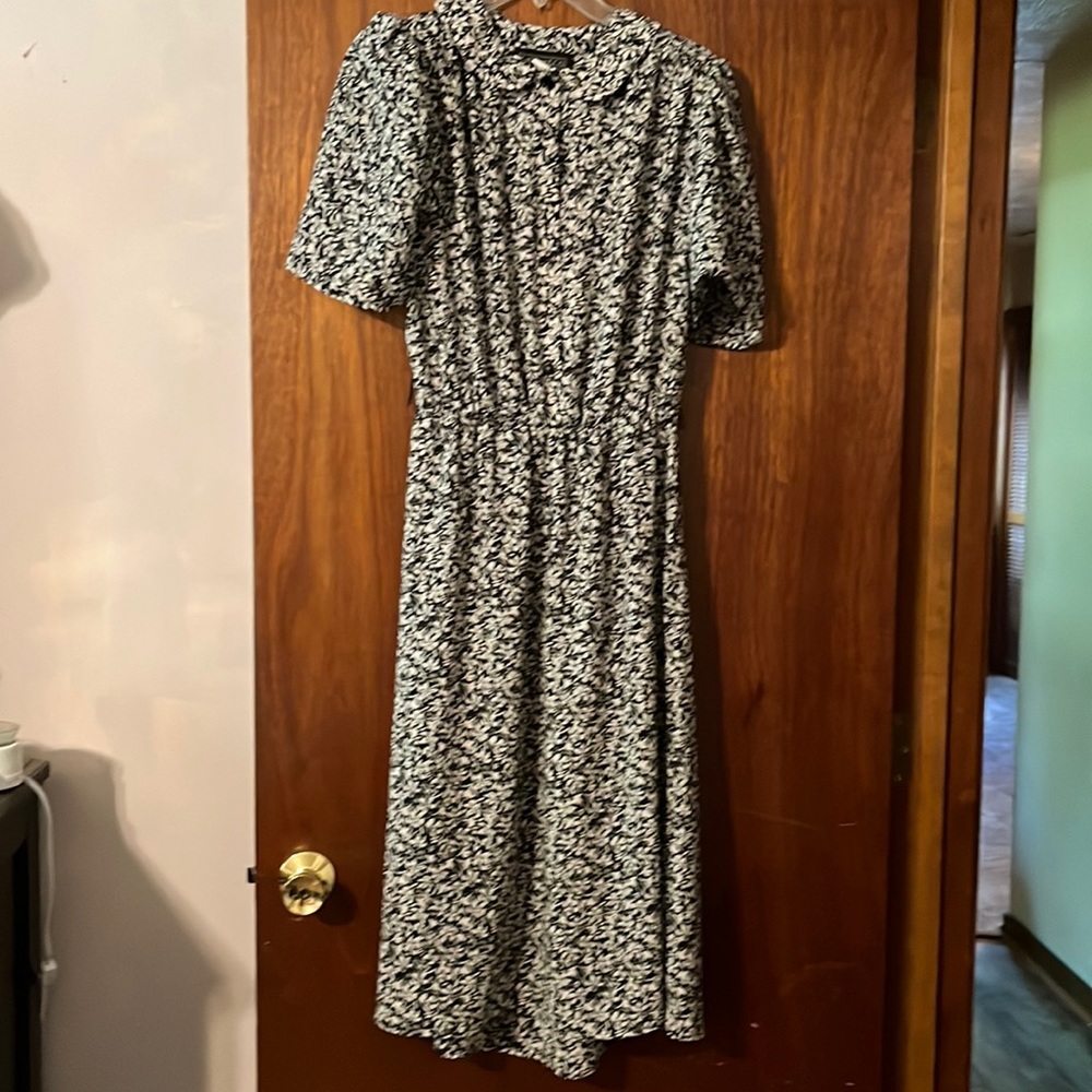 Womens size 14 short sleeve black and white dress in great shape